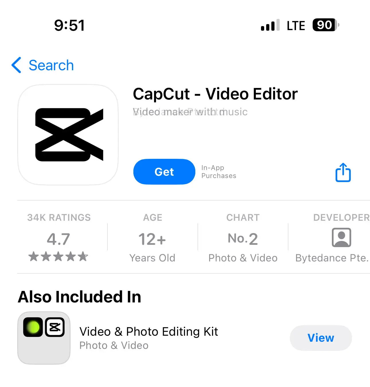 Search Capcut on Appstore