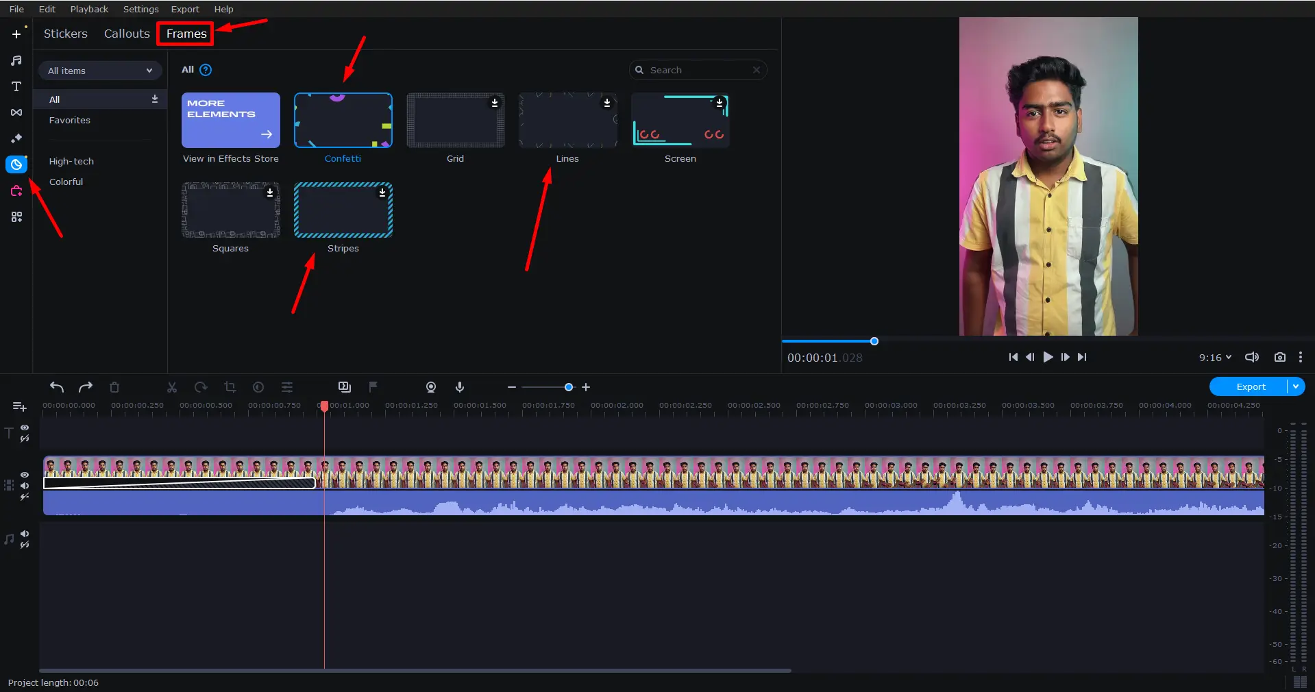 Frames-in-Movavi-Video-Editor