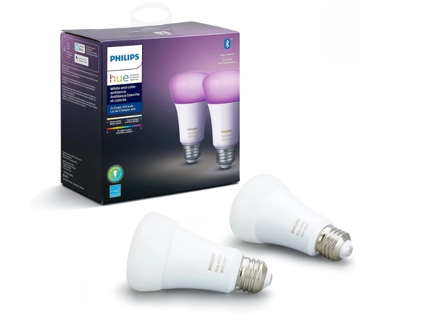 Philips hue white and color ambiance 2-pack A19 LED smart bulb