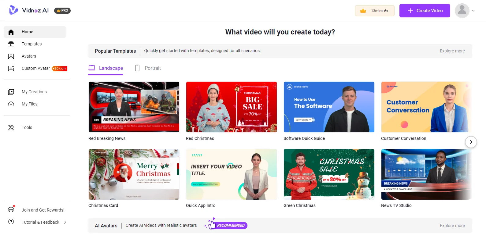 Homepage Overview of Vidnoz AI